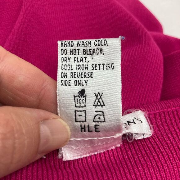 Draper’s & Damon’s Top SZ L Magenta Pink Barbiecore Butterfly Sequin Rayon Nylon - Picture 5 of 9